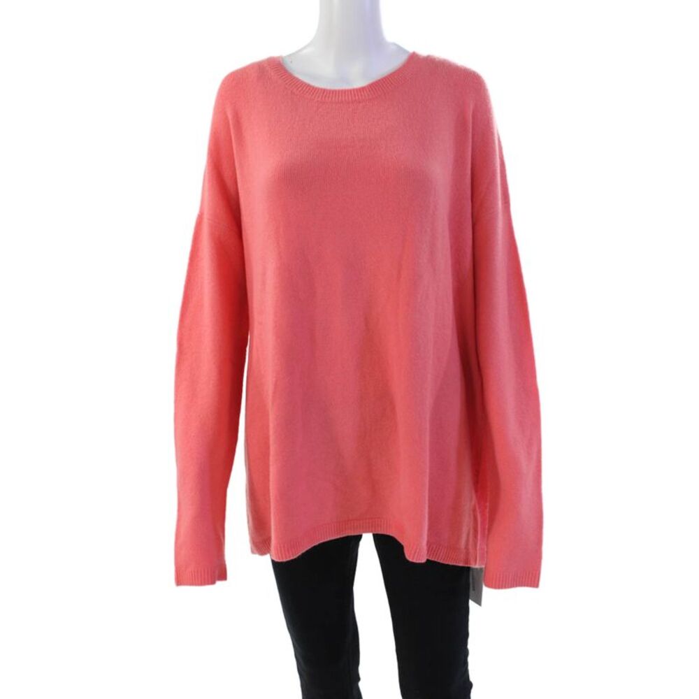 Halogen Womens Bow Back Long Sleeves Sweater Coral Pink Wool Sze Extra Large
